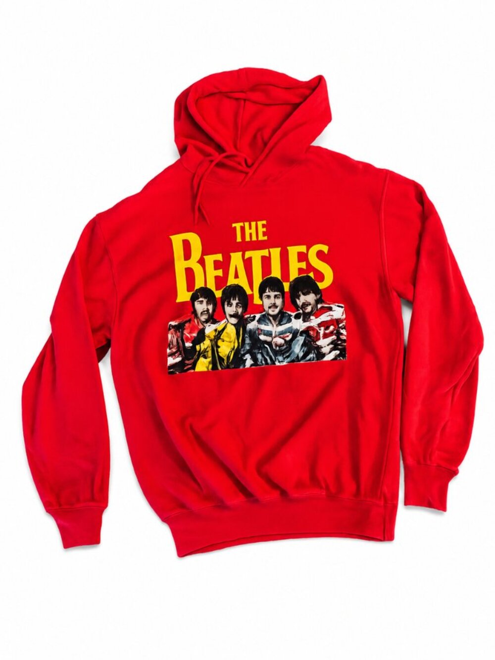 The Beatles Hoodie Men’s Large Red Graphic Pullover Sweatshirt Band Rock